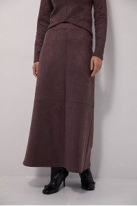 Long suede chocolate-colored skirt Harmony